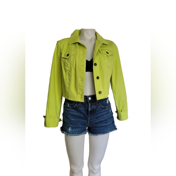 Women's Lime Green Cropped Jacket - Picture 1 of 13